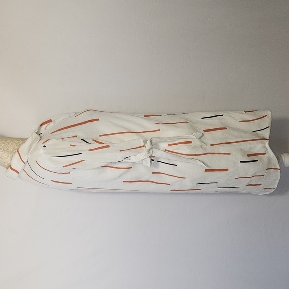 Lush Women's White Tie Short Sleeve Rayon Blend 3/4 Button Pull Over Shirt Dress - Picture 5 of 14